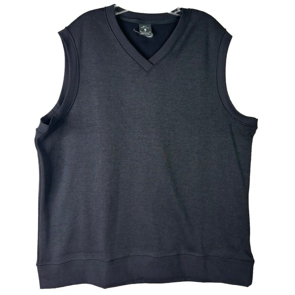 Nike XL Knit Pullover Golf Vest Embroidered Swoosh Dri-Fit Black No Flaws EUC